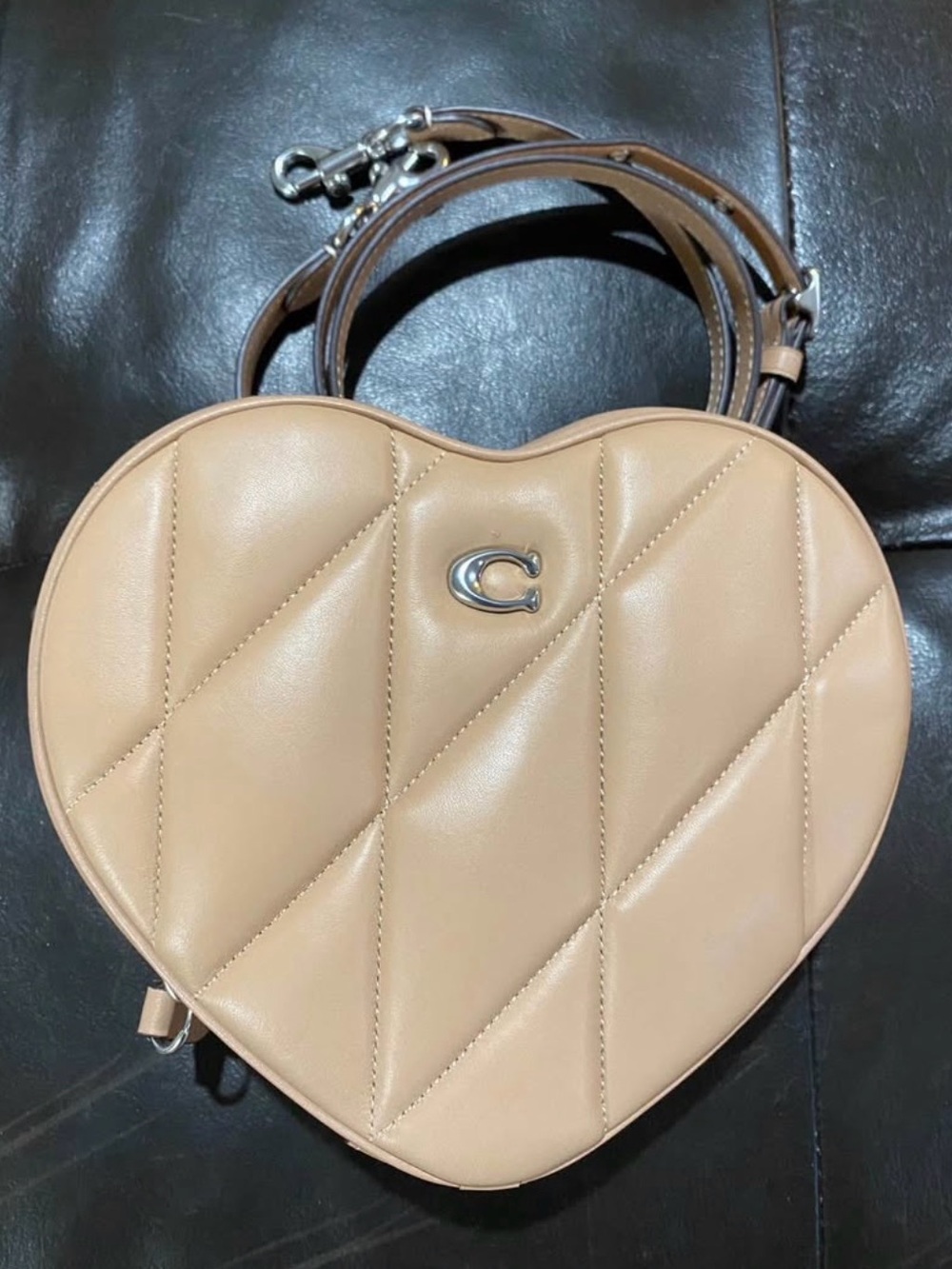 Coach Quilted Heart Crossbody Bag - Beige
